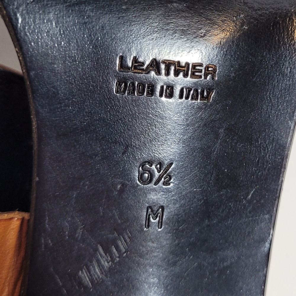 Yves Saint Laurent Dual Strap w Buckle Square Toe Vintage Leather Sandals 6.5Med - Picture 6 of 8